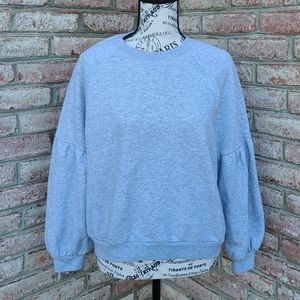 Aerie Crewneck Sweatshirt Grey Balloon Puff Sleeves Medium